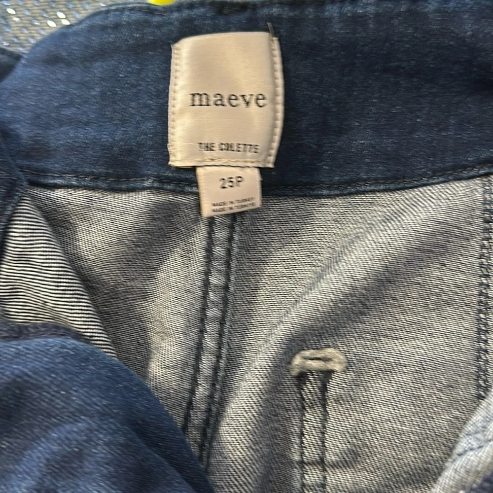 Colette Cropped High-Rise Wide-Leg Jeans by Maeve Sequin Edition size 25 P - Picture 9 of 9